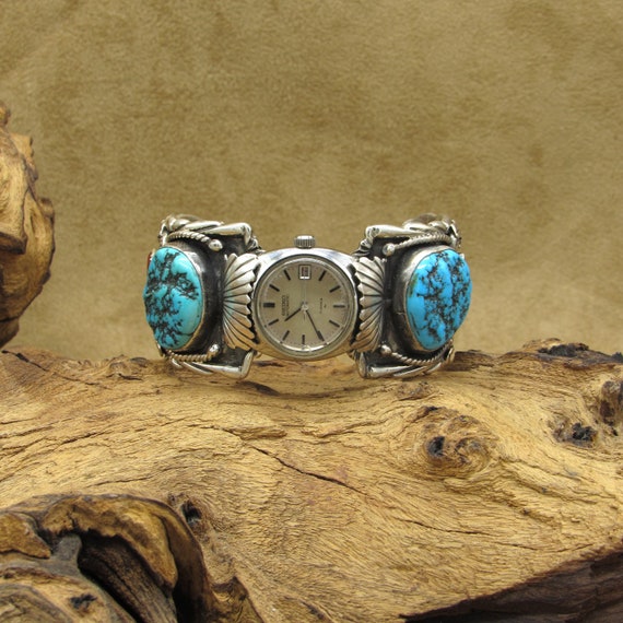 NAVAJO ナバホ　腕時計　STERLING silver ターコイズ Coral and Turquoise Navajo Sterling Silver Cuff Watch - Etsy