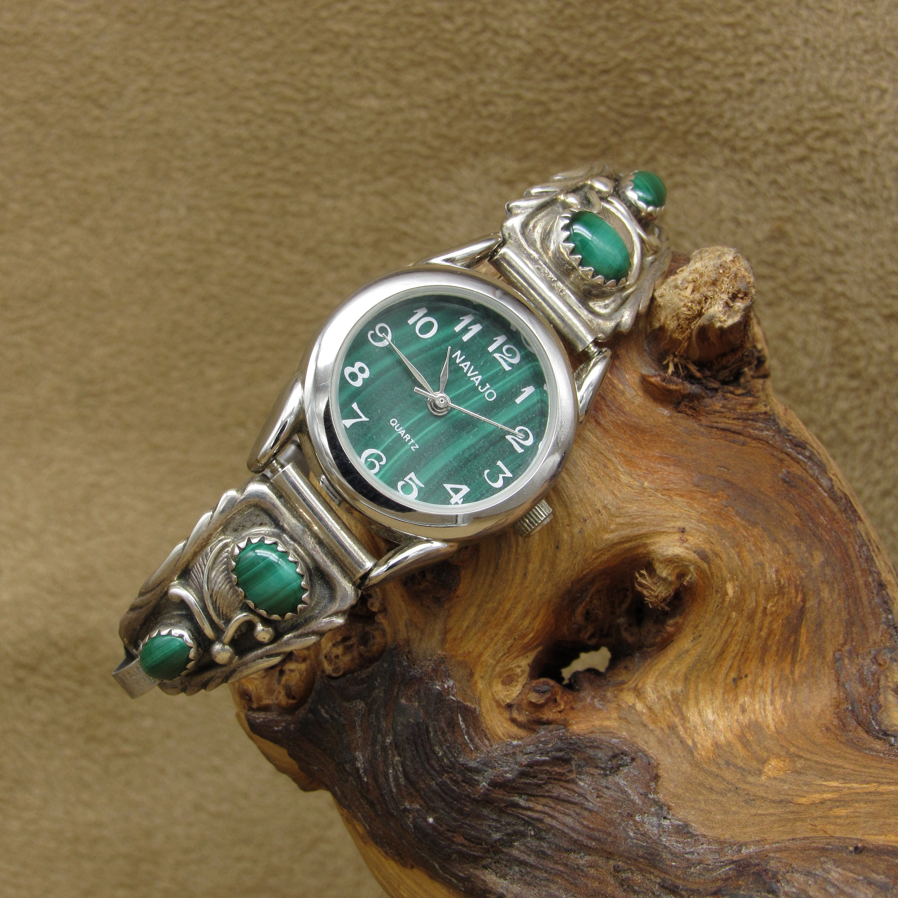 Vintage Sterling Silver and Malachite Watchband - Etsy