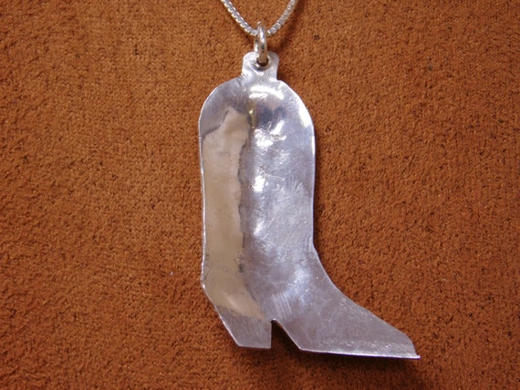 Vintage Sterling Silver Cowboy Boot Necklace - image 3