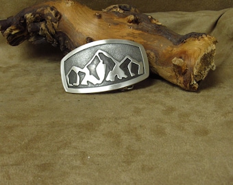 Sterling Silver Mountain Range Belt Buckle