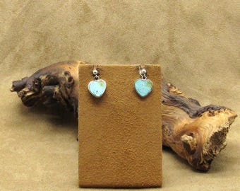 Sterling Silver Turquoise Heart Post Dangle Earrings