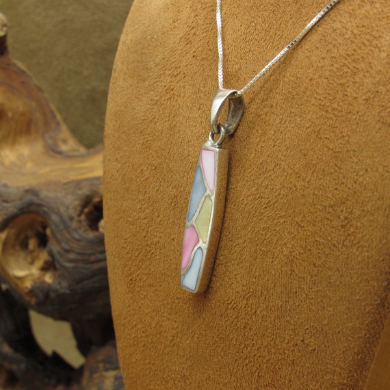 Sterling Silver Mother of Pearl Inlay Necklace - image 3