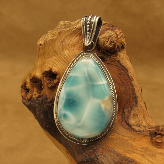 Sterling Silver and Larimar Tear Drop Pendant