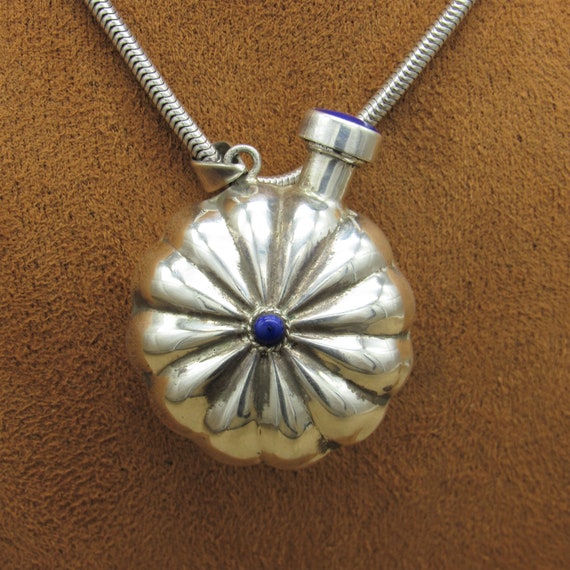 Beautiful Fluted Sterling Silver & Lapis Perfume … - image 5