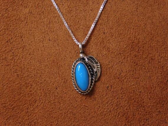 Sterling Silver and Faux Turquoise Necklace - image 2