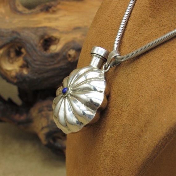 Beautiful Fluted Sterling Silver & Lapis Perfume … - image 4