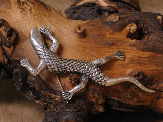 Sterling Silver Lizard Brooch