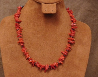 Vintage Sterling Silver Coral Necklace