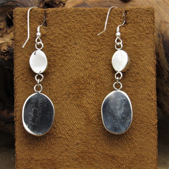 Sterling Silver and Hematite Dangle Wire Earrings - image 5