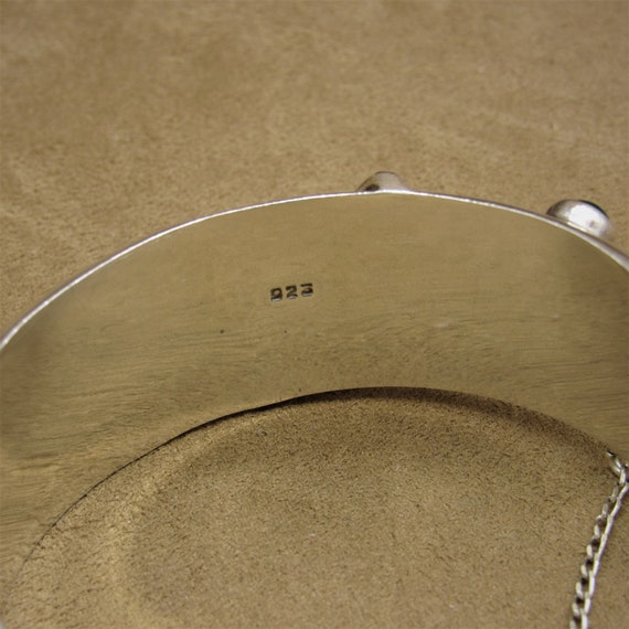 Sterling Silver Domed Hinged Bangle Bracelet with… - image 8
