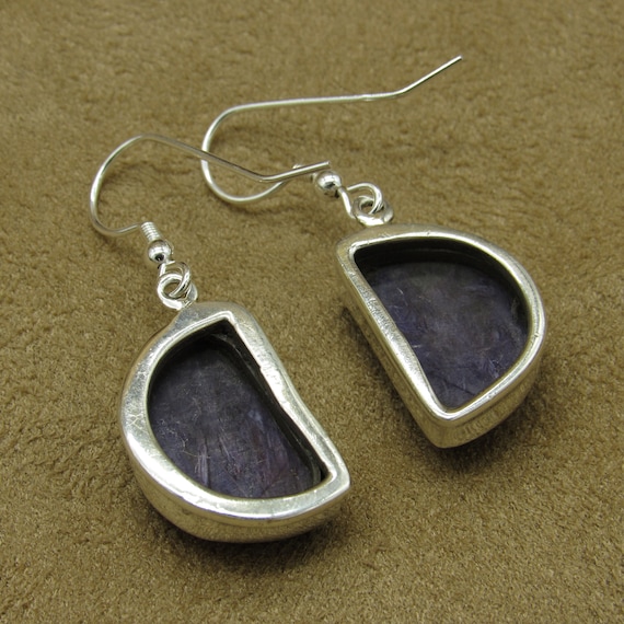 Sterling Silver Charoite Dangle Wire Earrings - image 4