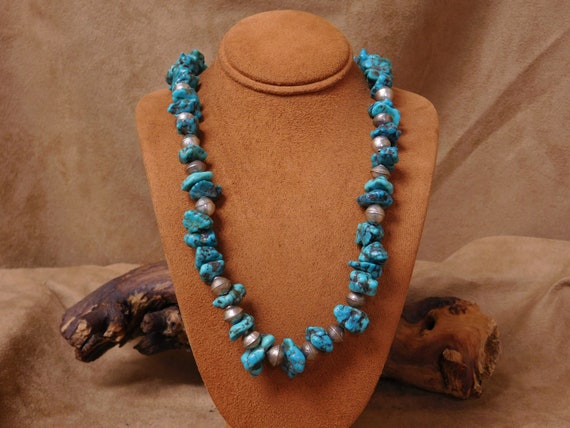 Southwestern Turquoise and Sterling Silver Beaded… - image 1