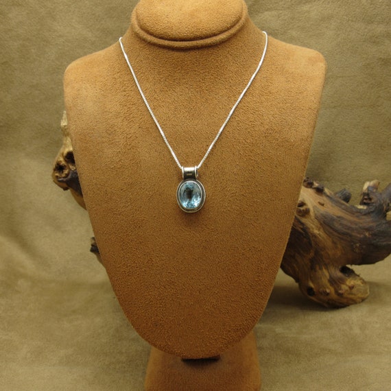 Vintage Sterling Silver and Blue Topaz Necklace - image 1