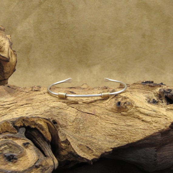 Sterling Silver and Wrapped Brass Wire Cuff Bracelet