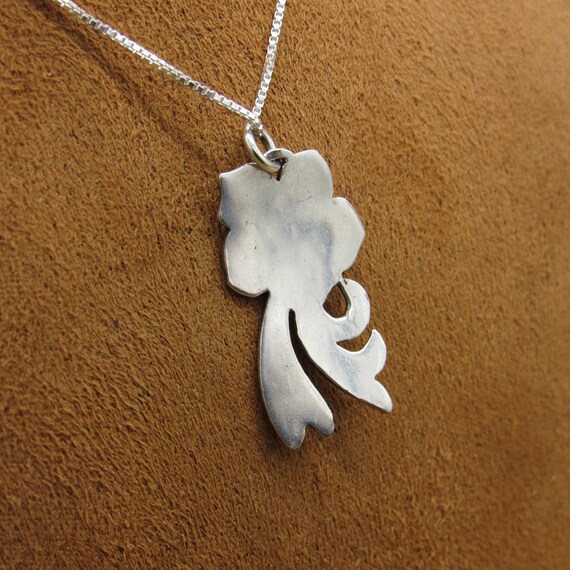 Sterling Silver Flower Pendant and Necklace - image 5