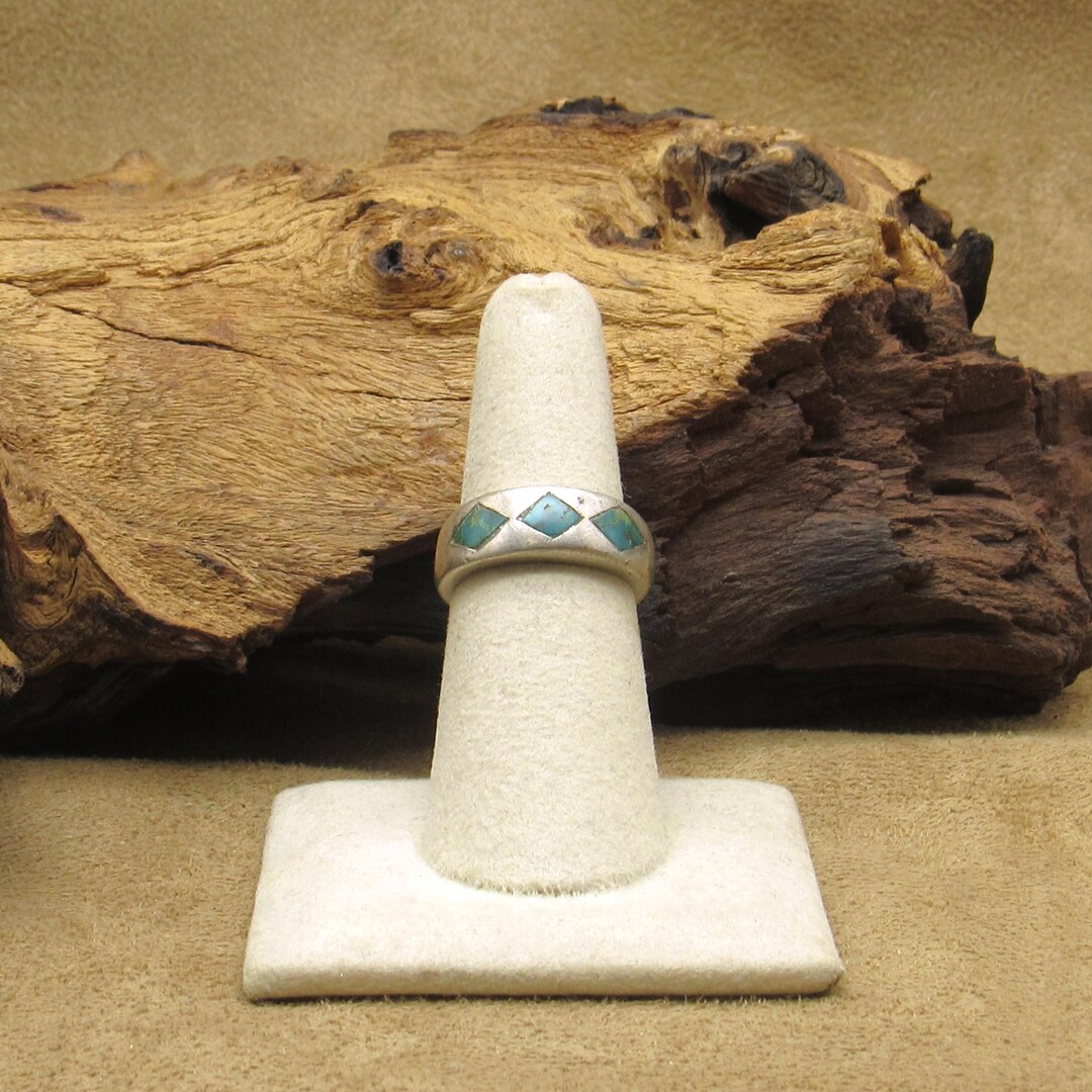 Turquoise Inlay Rings Vintage Sterling Silver Turquoise Inlay Ring - Etsy