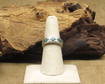 Vintage Sterling Silver Turquoise Inlay Ring