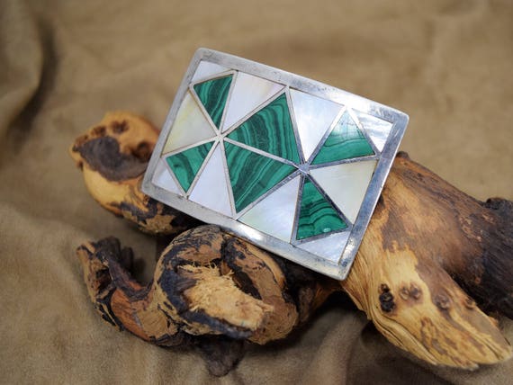 Southwestern Style Malachite Mother of Pearl Ster… - image 1