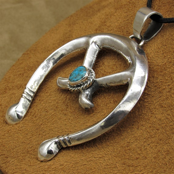 Southwest Sand Cast Sterling Silver and Turquoise… - image 4