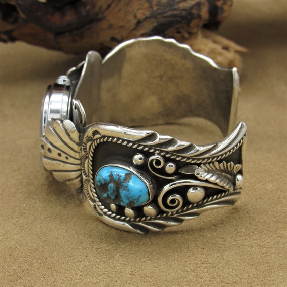 Sterling Silver and Turquoise Ladies Southwest Wa… - image 5