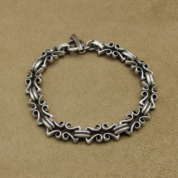 Sterling Silver Cast Toggle Bracelet - image 3