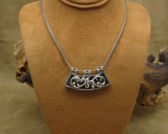 Sterling Silver Slide Pendant on Foxtail Chain Necklace