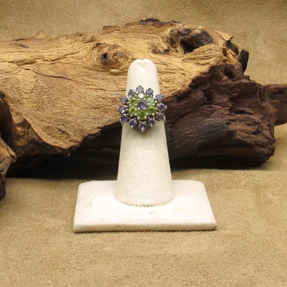 Dazzling Sterling Silver Statement Ring with Colo… - image 1