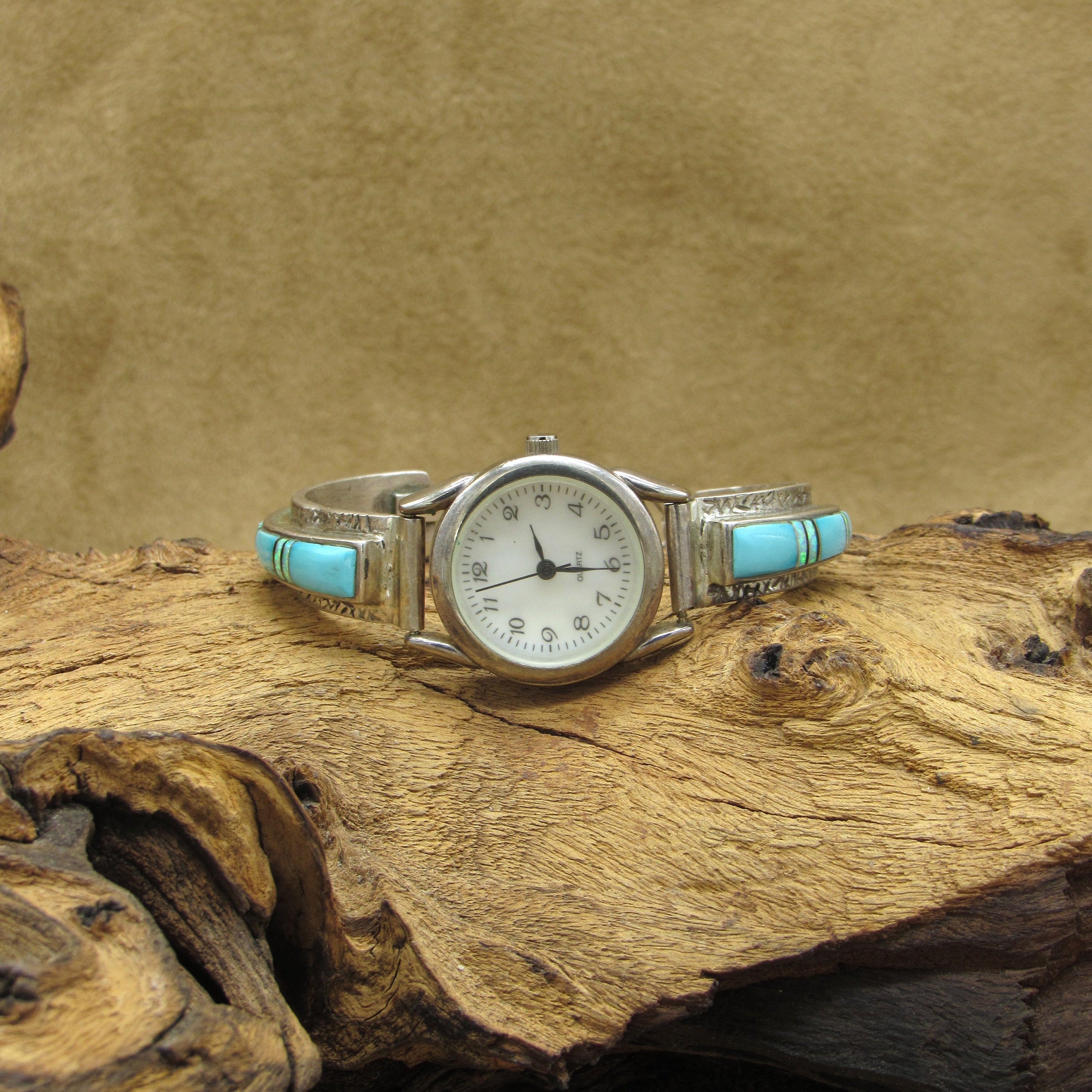 Sterling Silver Southwest Inlay Turquoise, Jet and Opal  display picture 2