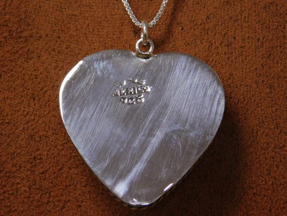 Vintage Sterling Silver Heart Pendant - image 3
