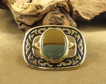 Vintage Brass Stone Belt Buckle