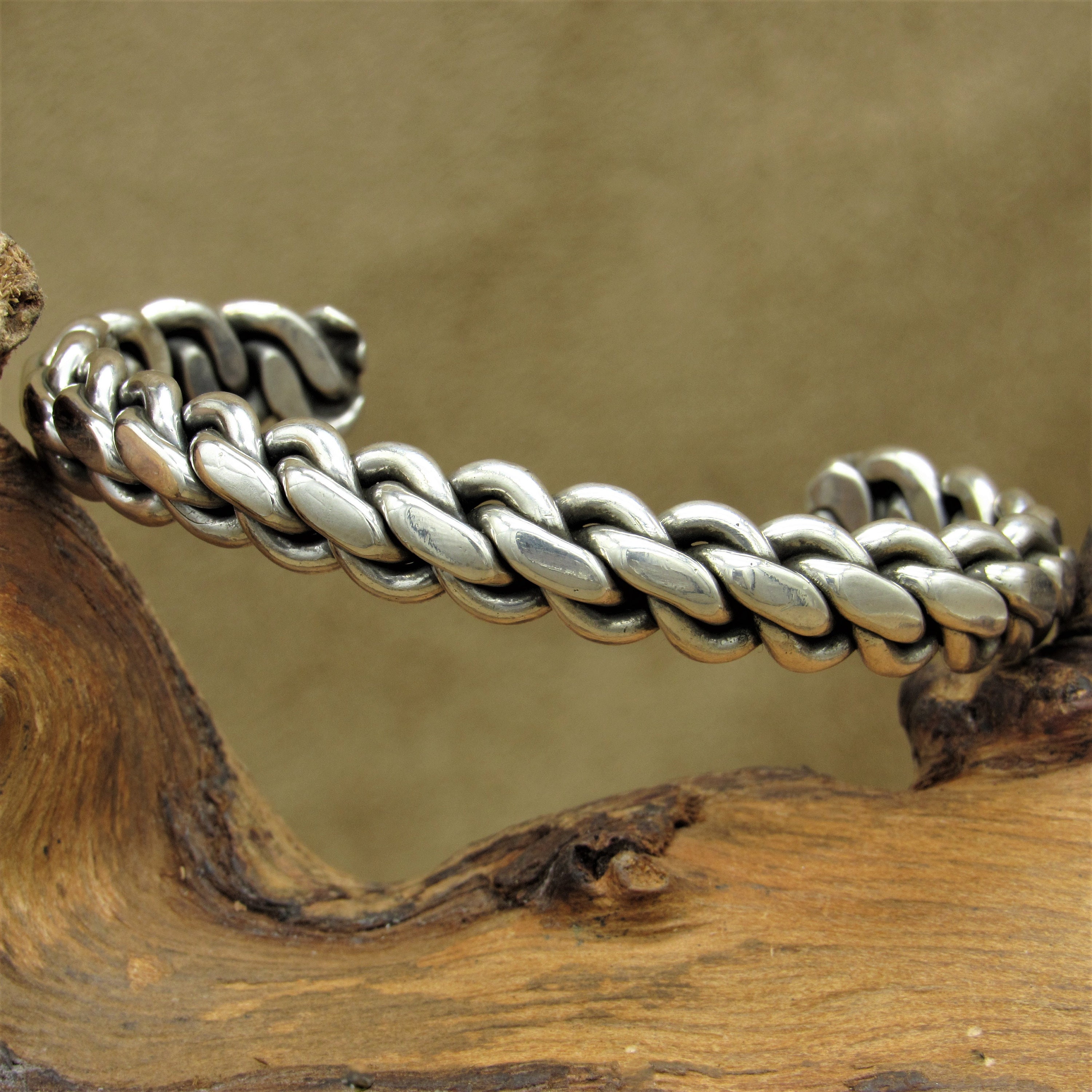 Sterling Silver Braided Wire Cuff Bracelet