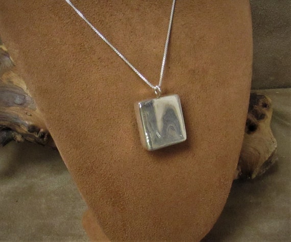 Sterling Silver and Amber Rectangular Pendant Nec… - image 5