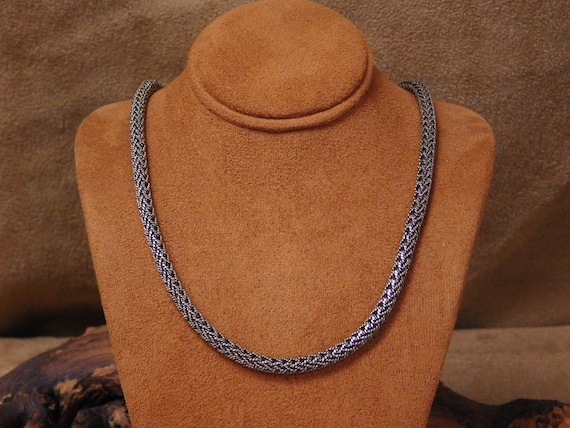 Vintage Sterling Silver Braided Chain Necklace - image 1