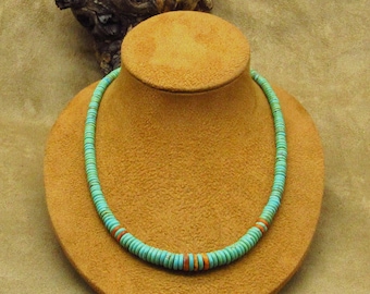 Southwestern Turquoise and Spiny Oyster Shell Bead Necklace