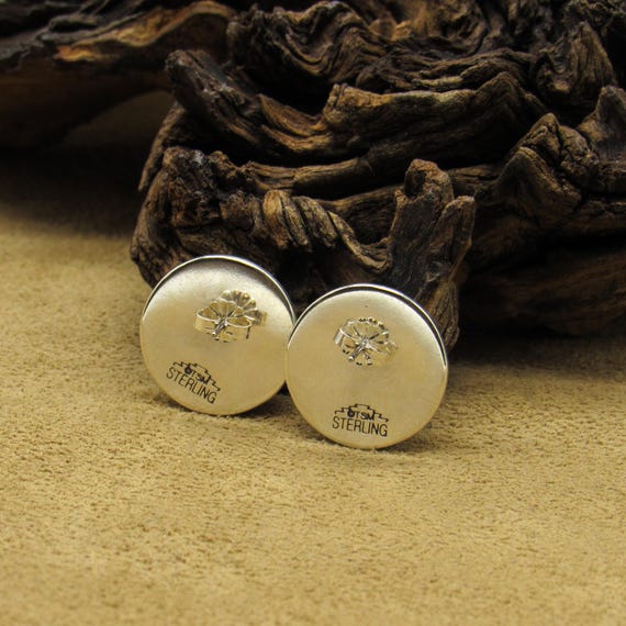 Sterling Silver Button Earrings with Mimbres Styl… - image 6