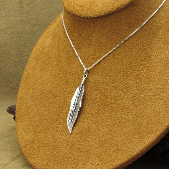 Vintage Sterling Silver Feather Necklace - image 3
