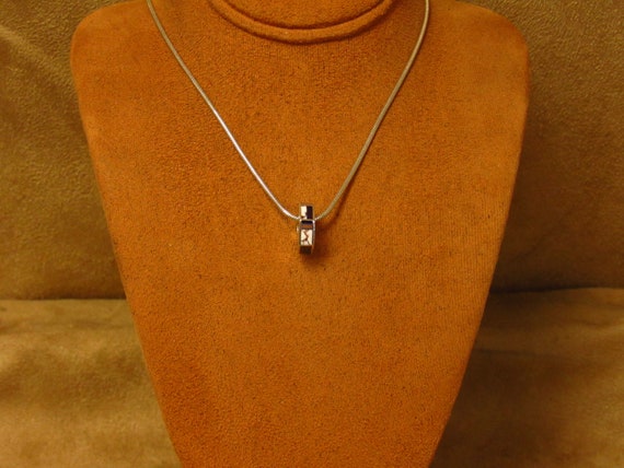 Inlaid Sterling Silver Wheel Pendant Necklace - image 2