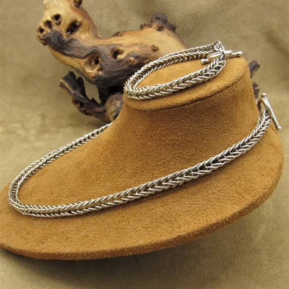 Sterling Silver Handmade Chains Toggle Necklace a… - image 5