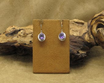 Sterling Silver Faceted Amethyst Drop Earrings
