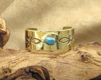 Heavy Duty Brass and Turquoise Cuff