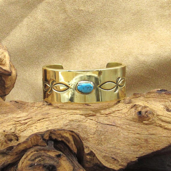 Heavy Duty Brass and Turquoise Cuff