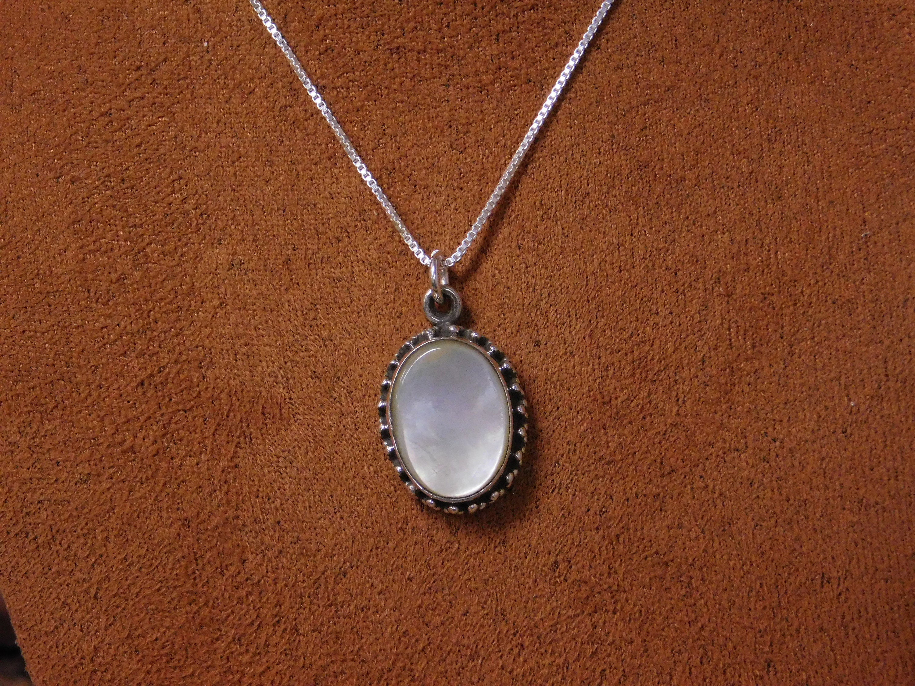 Vintage Sterling Silver Mother of Pearl Necklace - Etsy