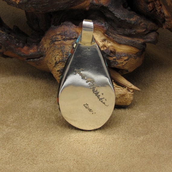 Zuni Sterling Silver Inlaid Teardrop Pendant by Lena Tsethlikai - Etsy