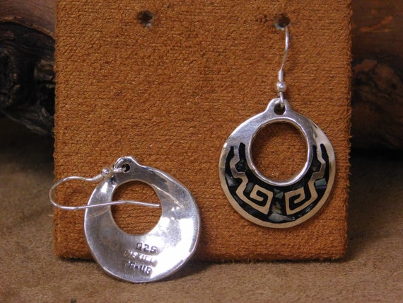 Vintage Sterling Silver Abalone Earrings - image 3