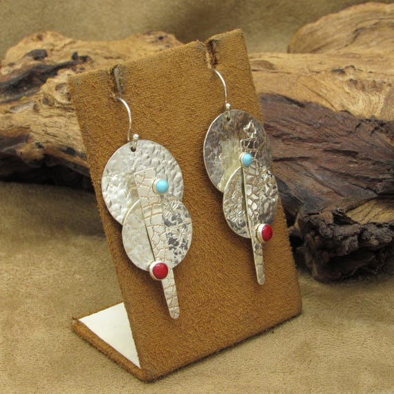 Sterling Silver Textured Dangle Wire Carolyn Poll… - image 4