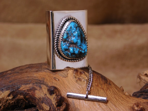 Southwestern Turquoise Sterling Silver Tie Tack - image 1