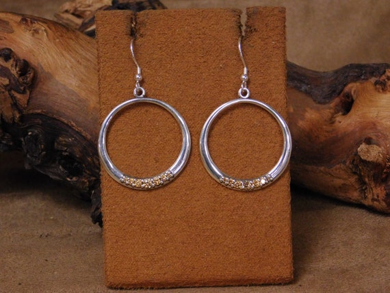 Vintage Sterling Silver Orange Circle Earrings - image 1