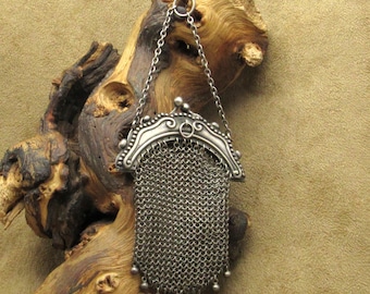 Early Era Vintage Sterling Silver Mesh Coin Purse