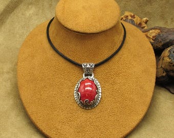 Sterling Silver Oval Pendant on Cord Necklace