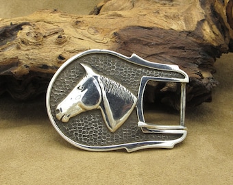 Sterling Silver Horse Head Belt Buckle
